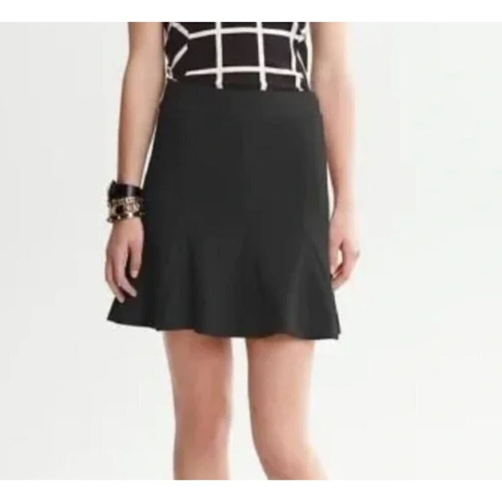 Banana Republic Black Fluted Mini Trumpet Fit‎ Office Skirt 4